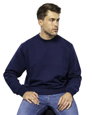 100% COTTON CREW NECK UNBRUSHED STONEWASHED SWEATSHIRT Navy