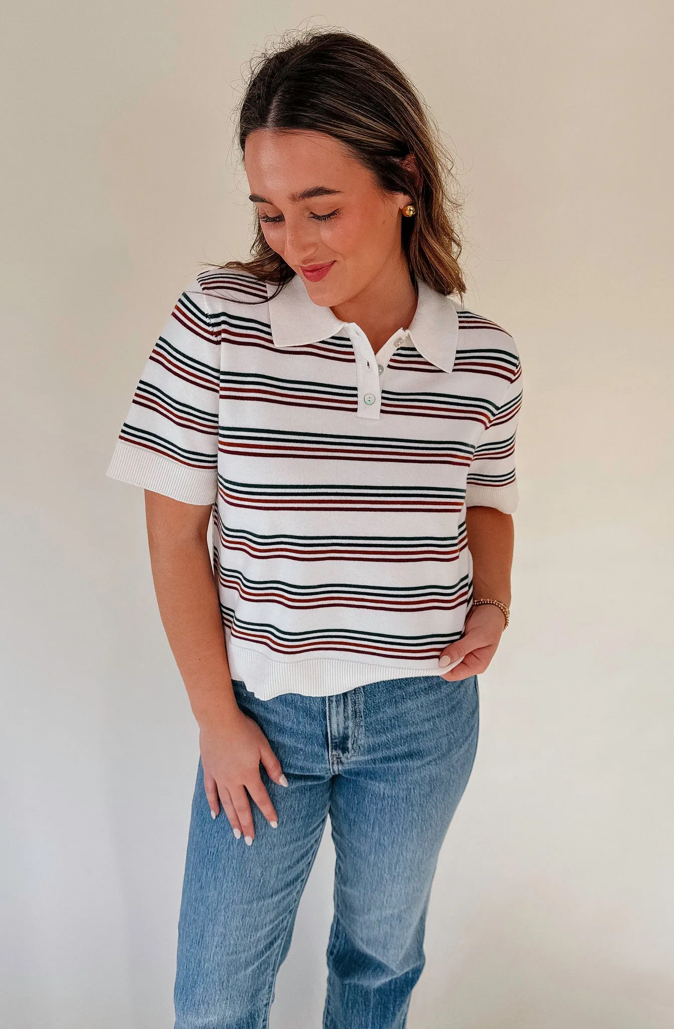 ADDIE POLO STRIPE TOP