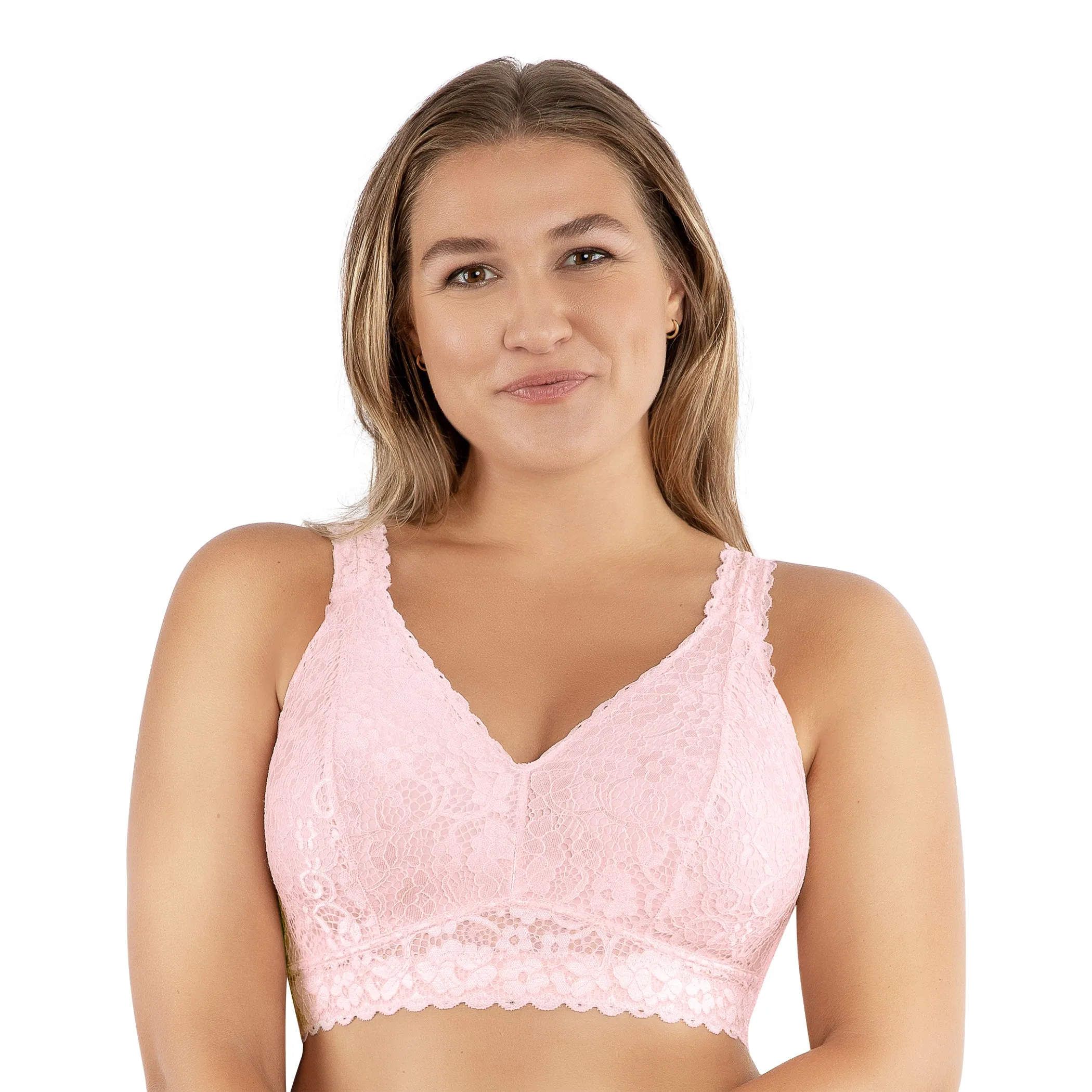 Adriana Wire Free Lace Bralette In Petal Pink - Parfait