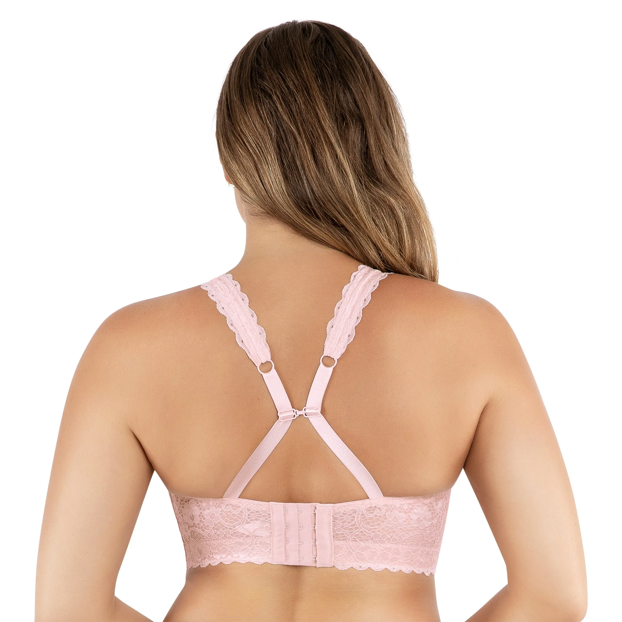 Adriana Wire Free Lace Bralette In Petal Pink - Parfait