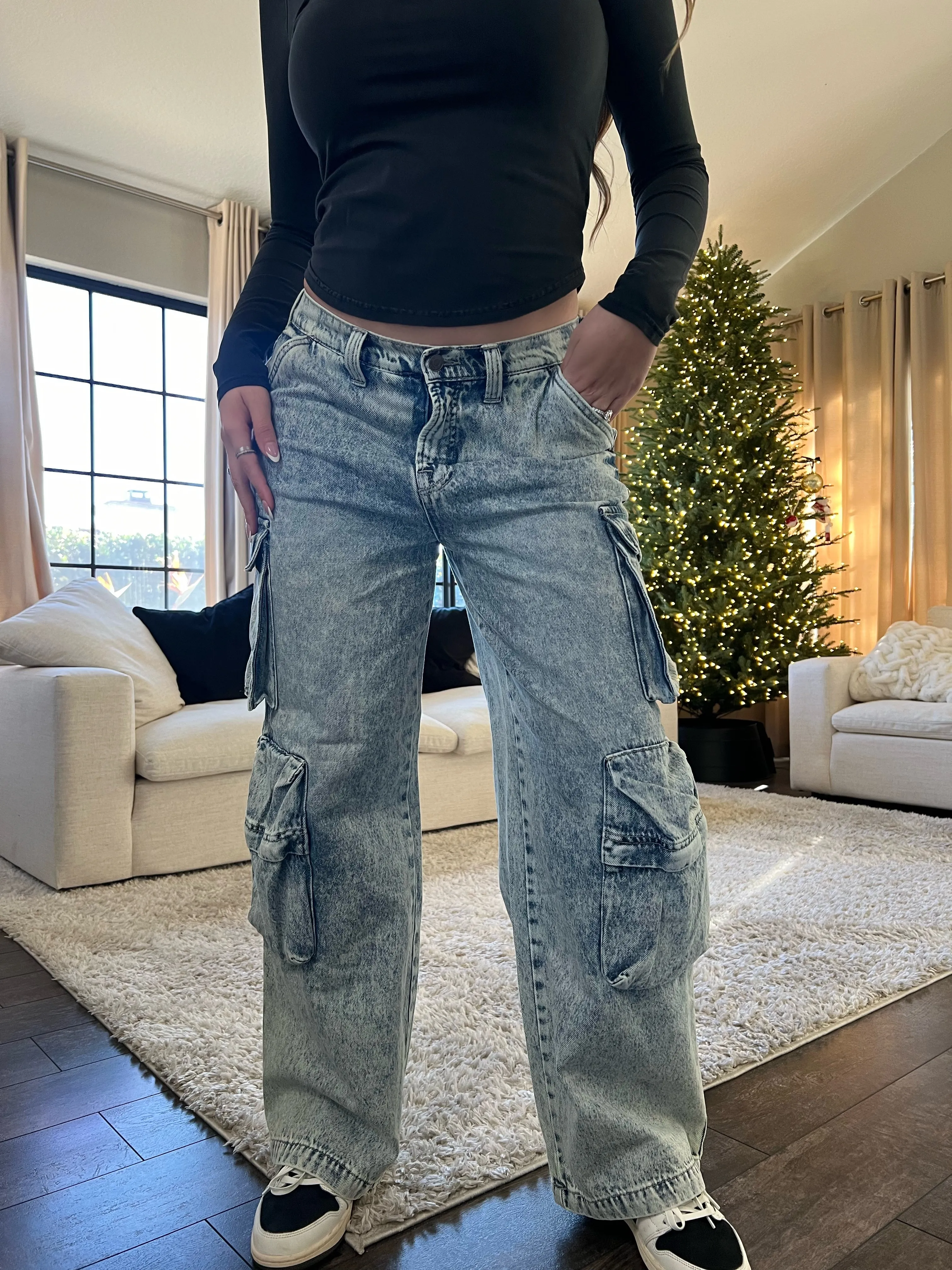 Alexia Denim Cargo Pants (Light Denim Wash)