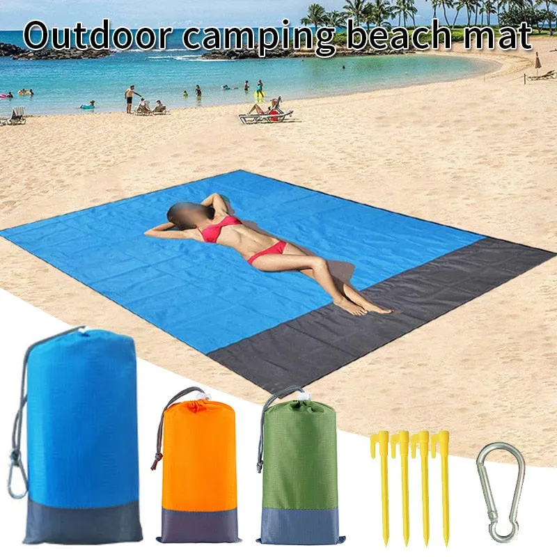 Beach Banket Beach Towel Mat large size beach cloth Sand Free Beach Tapestry Pocket Picnic 4 Anchor Wind Prevent Sand Proof