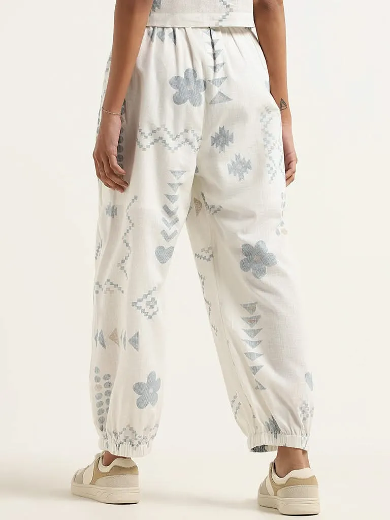 Bombay Paisley White Printed Cotton Pants