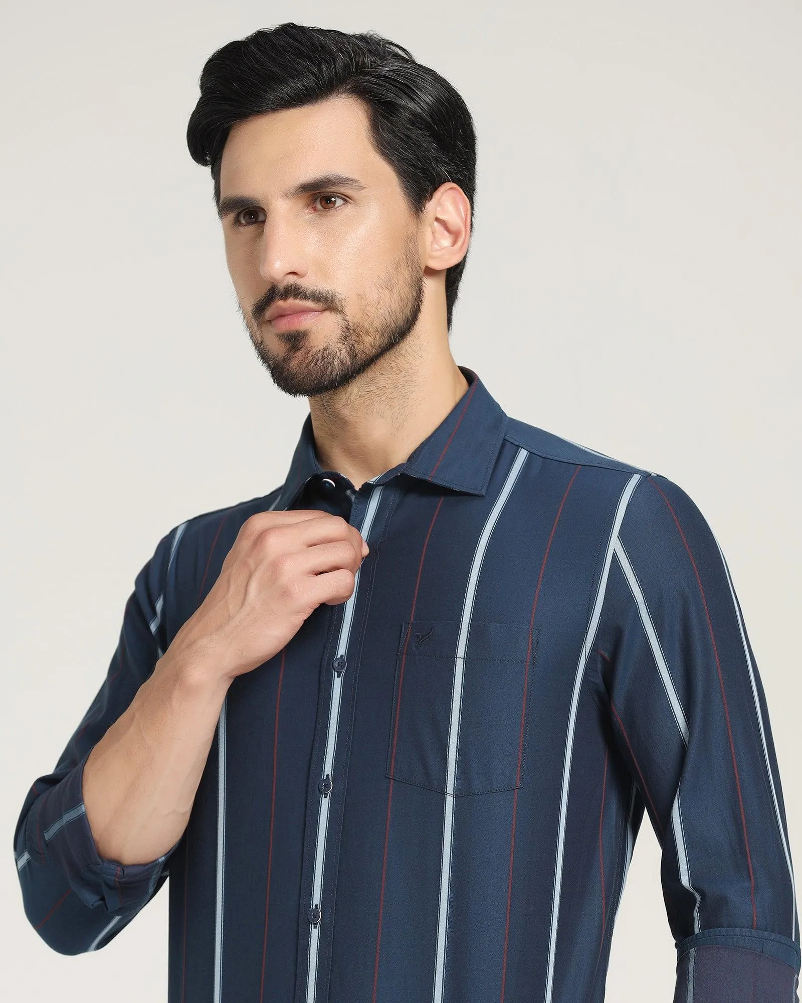 Casual Navy Striped Shirt - Lyman