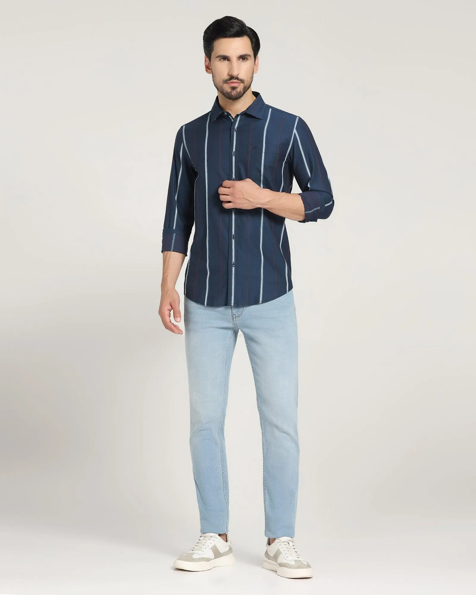 Casual Navy Striped Shirt - Lyman