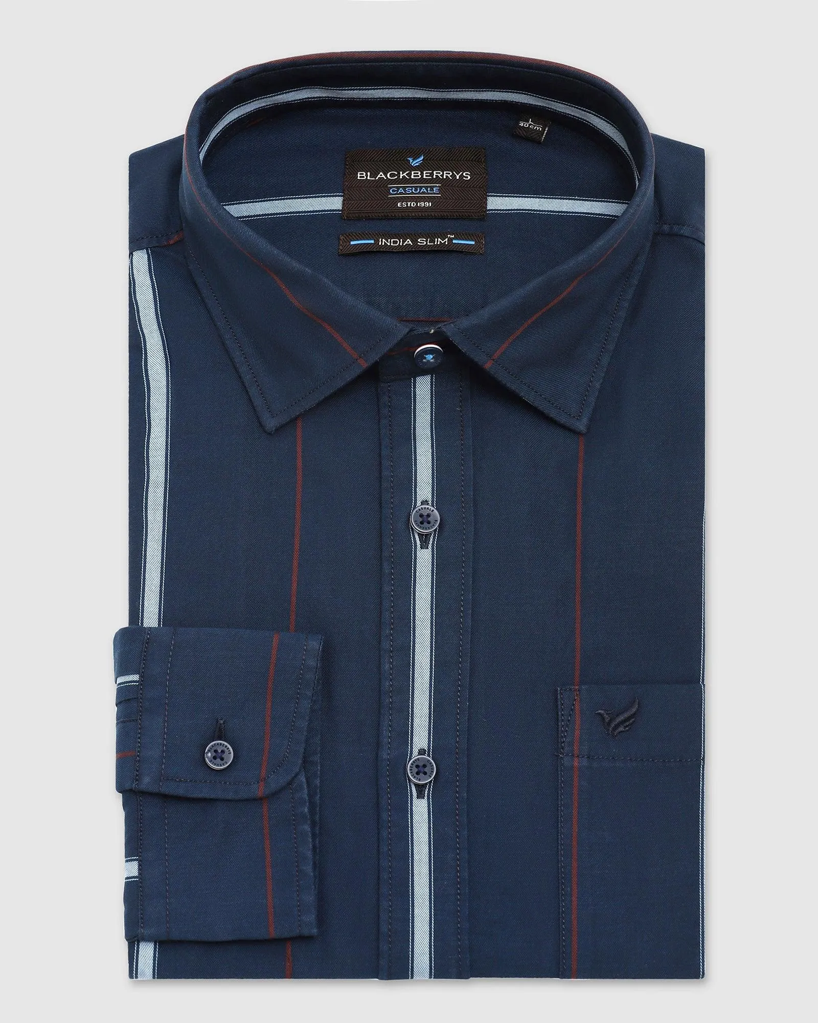 Casual Navy Striped Shirt - Lyman