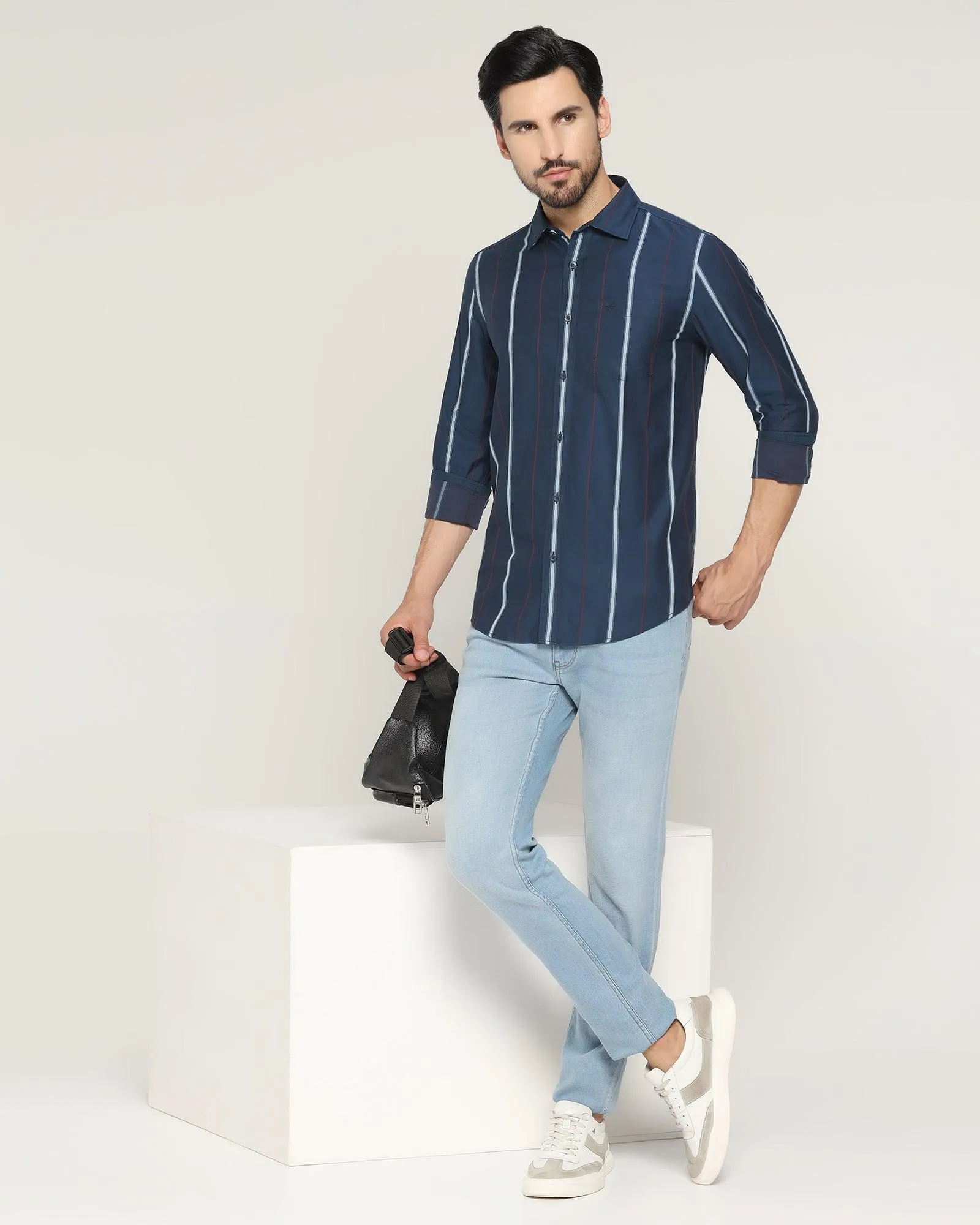 Casual Navy Striped Shirt - Lyman