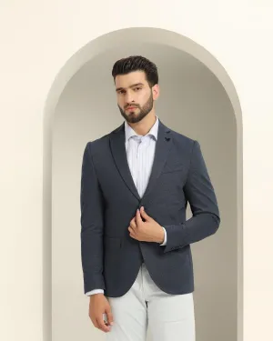 Casual Navy Textured Blazer - Lupin