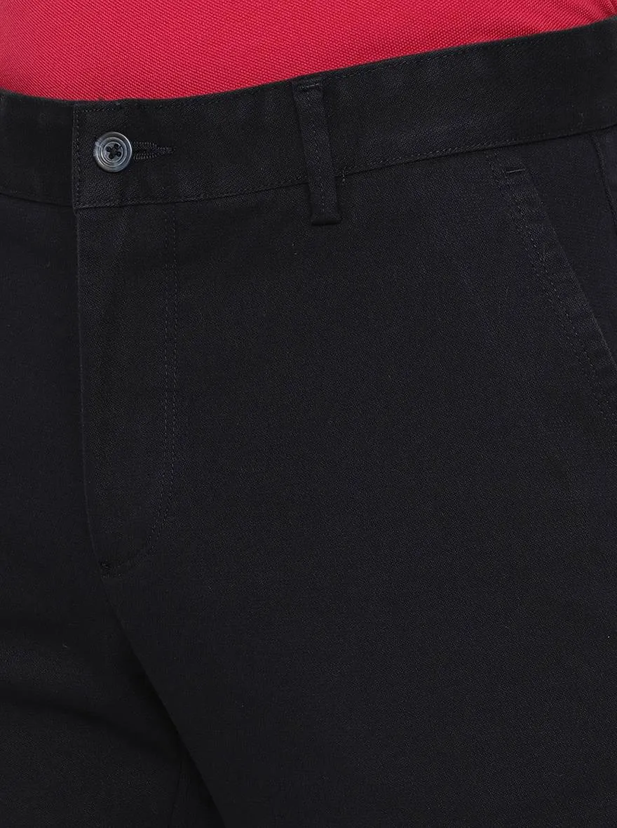 Dark Blue Solid Slim Fit Casual Trouser | Greenfibre