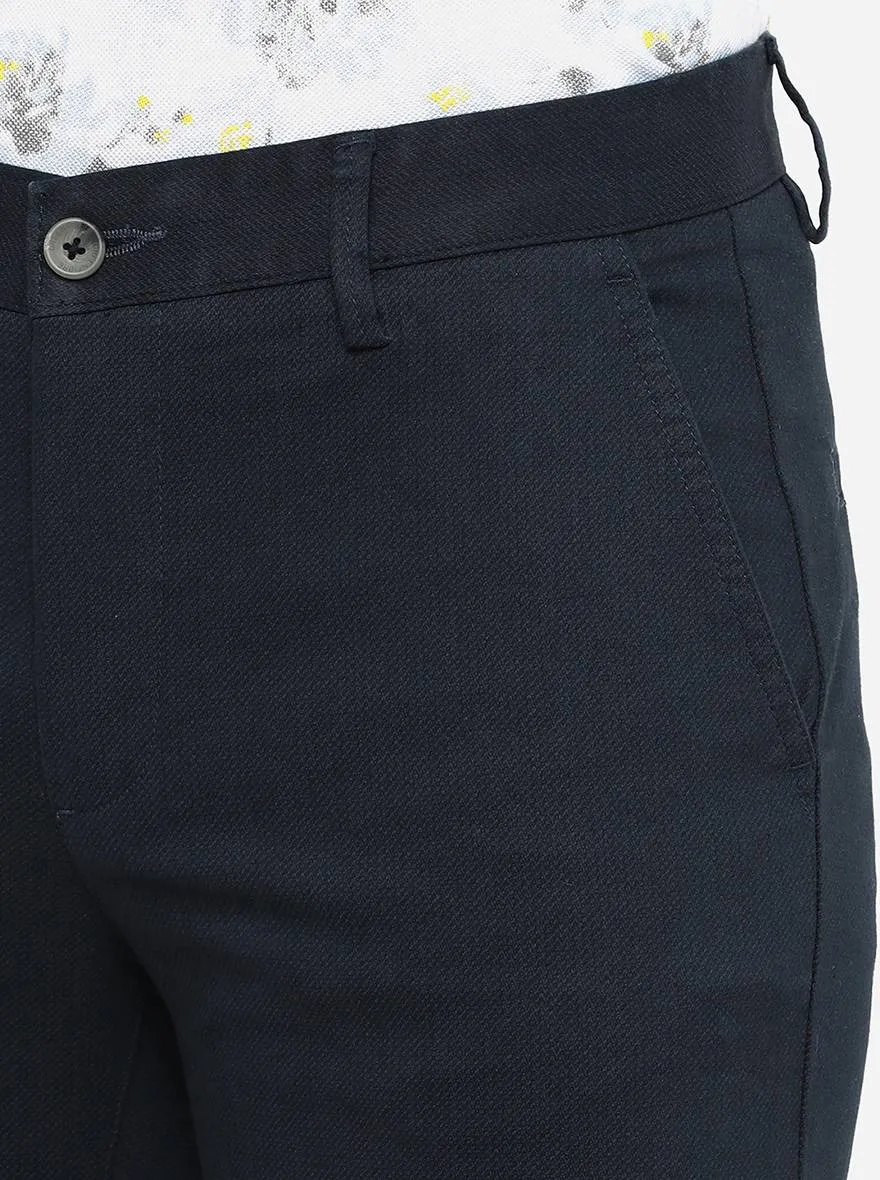 Dark Blue Solid Super Slim Fit Casual Trouser | Greenfibre