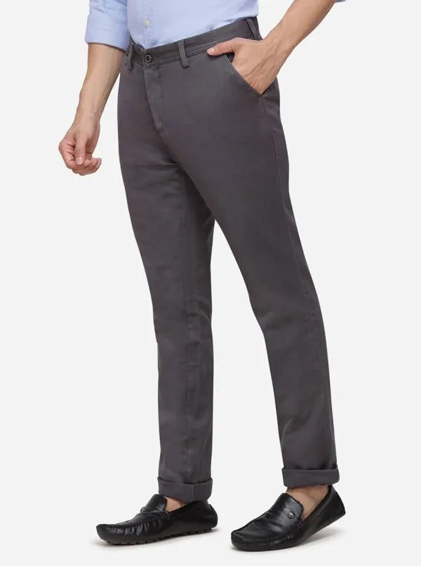 Dark Grey Solid Uno Fit Casual Trouser | JadeBlue