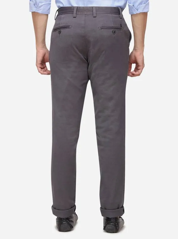 Dark Grey Solid Uno Fit Casual Trouser | JadeBlue