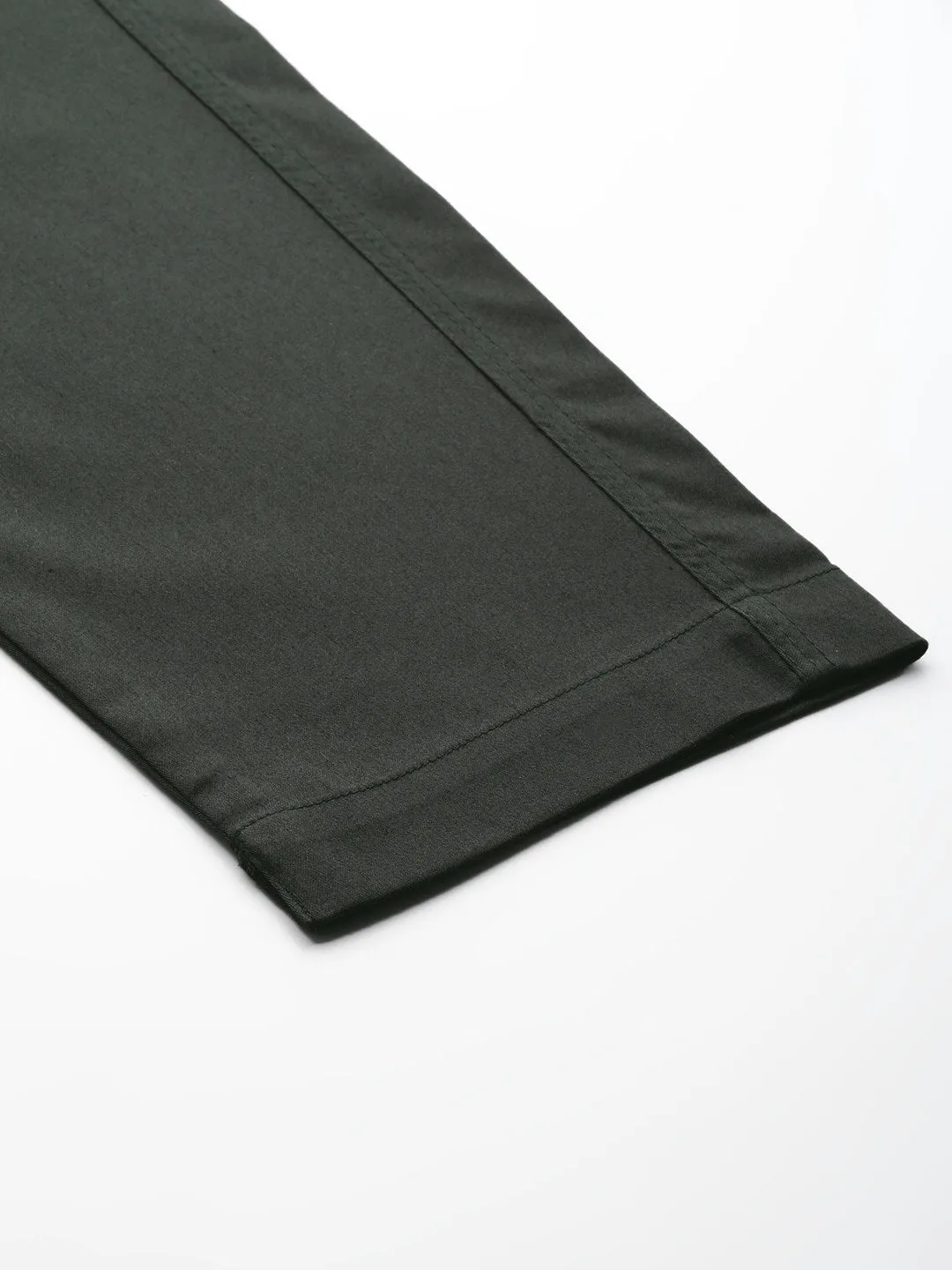 Dark Olive Green Cotton Lycra Pants