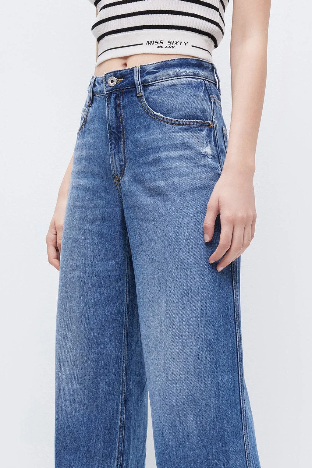 Draped Wide-Leg Jeans With Tencel