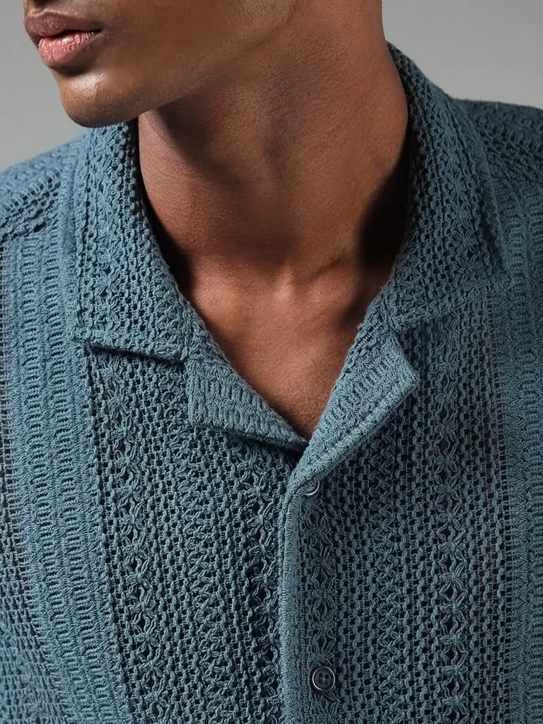 ETA Dark Teal Knitted Resort-Fit Shirt