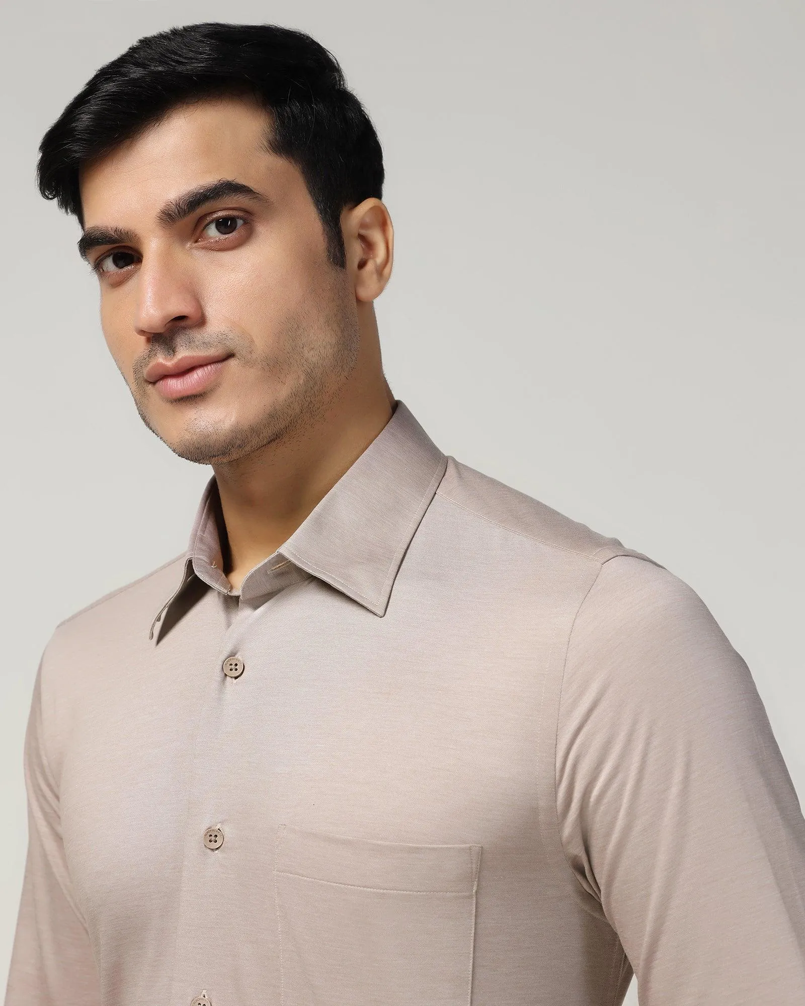 Formal Beige Solid Shirt - Boone