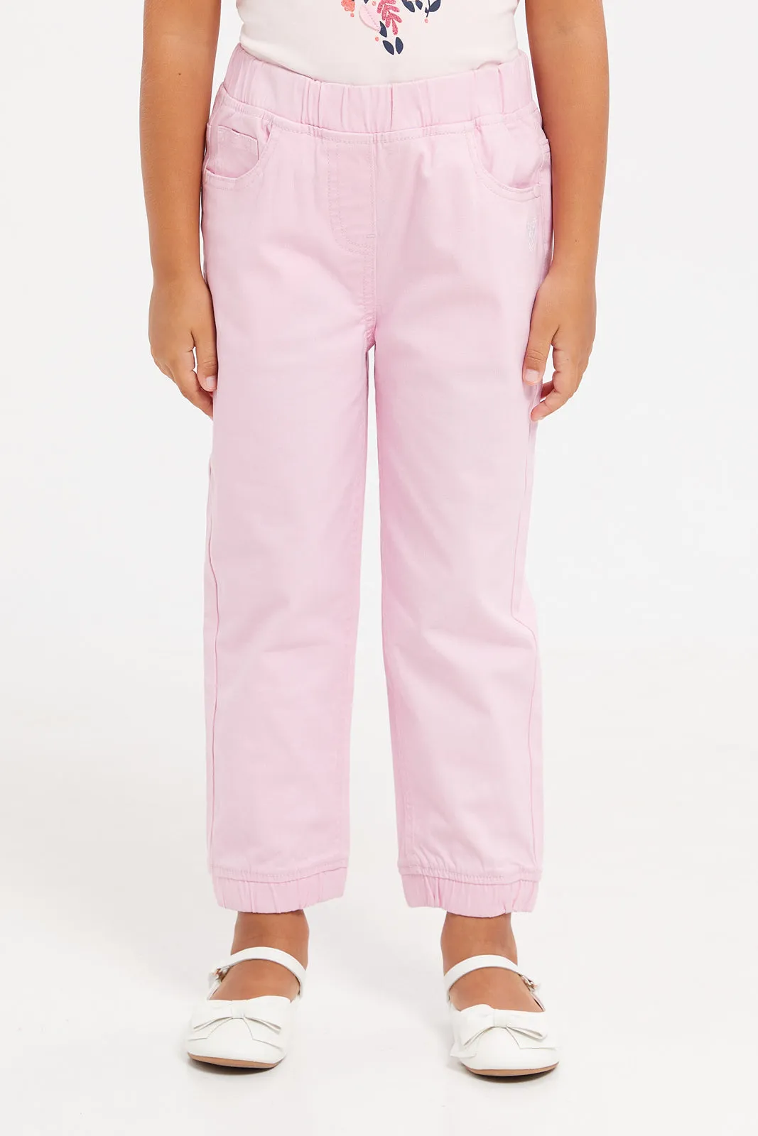 Girls Pink Pull-On Jogger Jeans