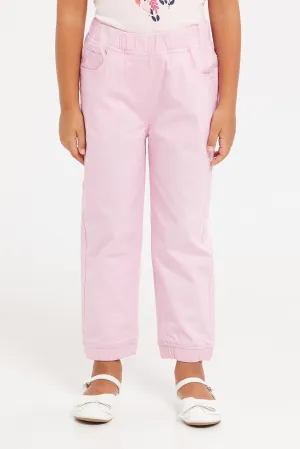 Girls Pink Pull-On Jogger Jeans