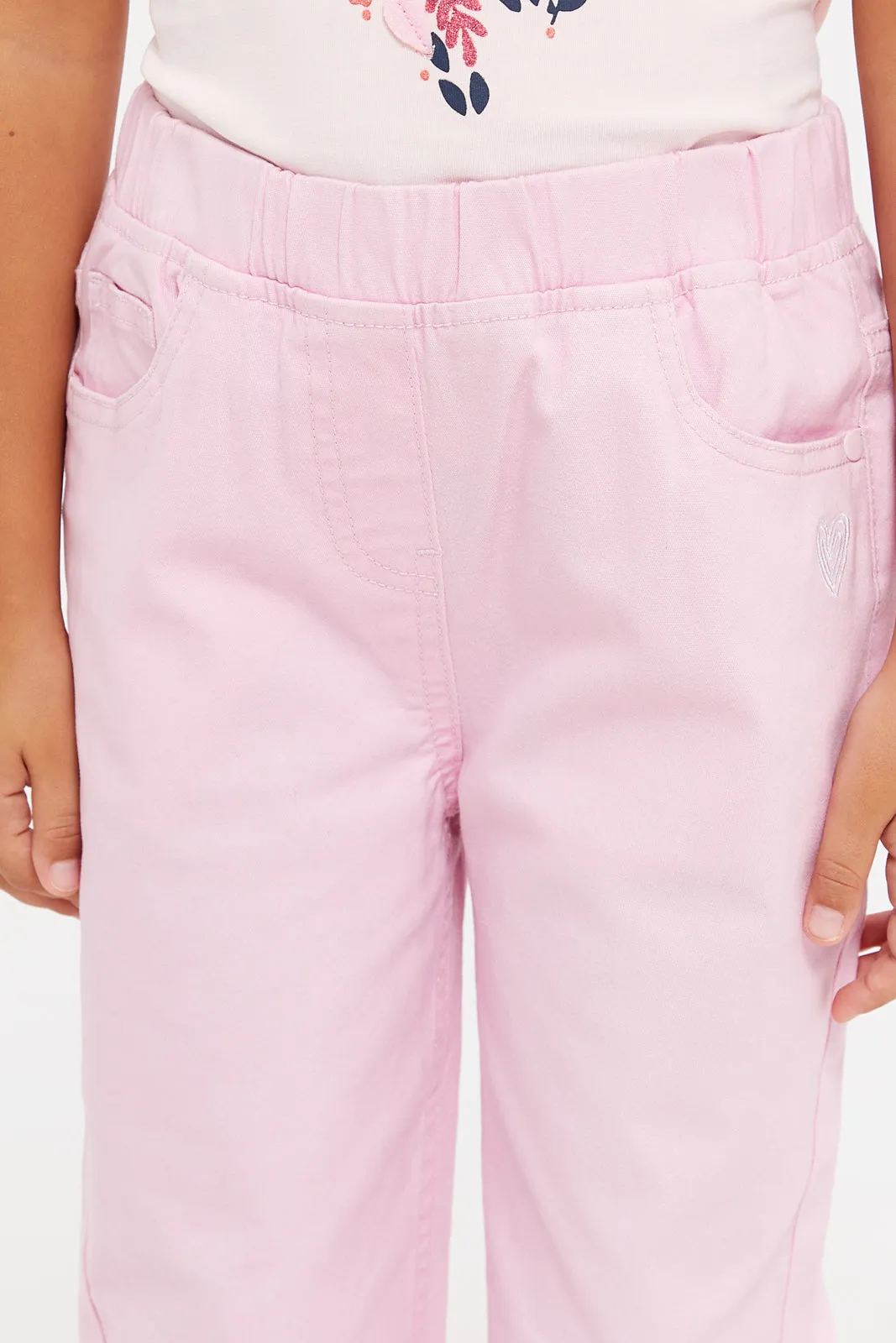 Girls Pink Pull-On Jogger Jeans