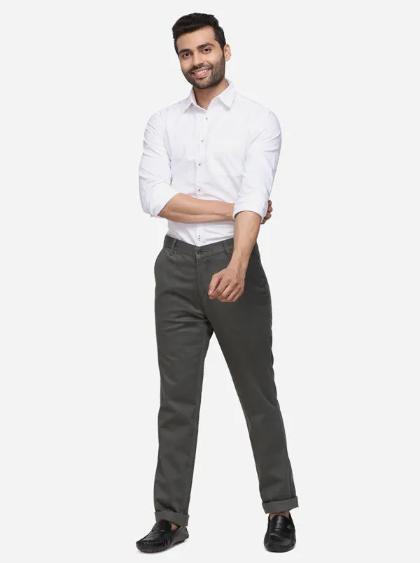 Green Checked Slim Fit Casual Trouser | Greenfibre