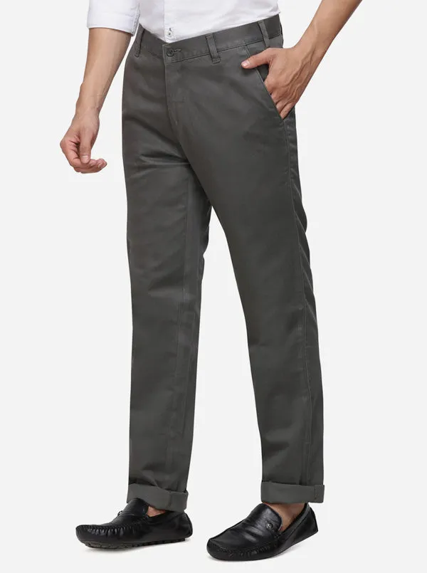 Green Checked Slim Fit Casual Trouser | Greenfibre