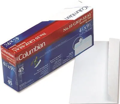 Grip-Seal Security Tint Business Envelopes Side Seam #10 White Wove 45 Per Box