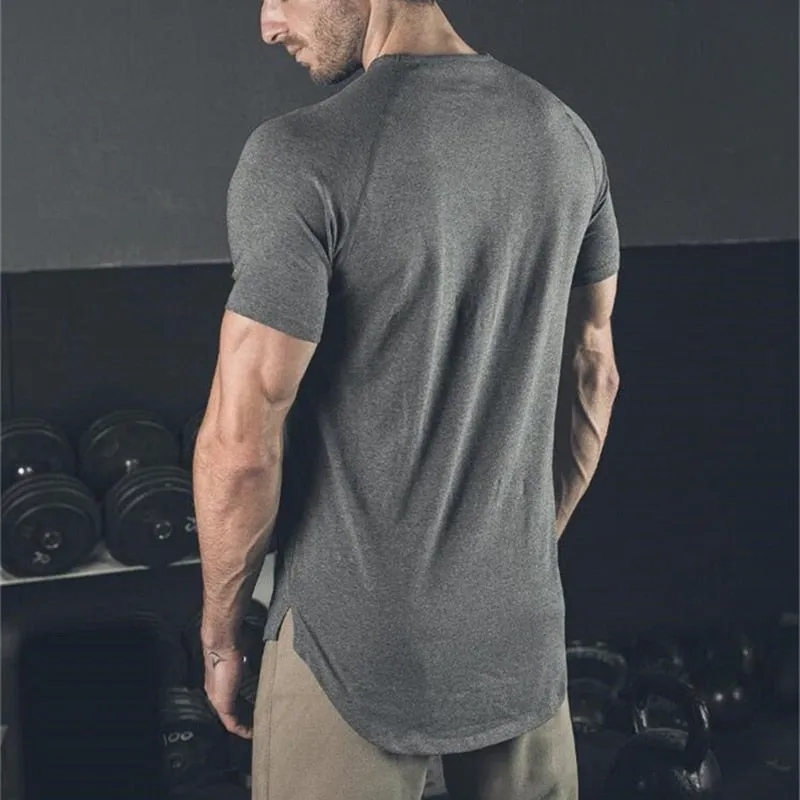 Gym Shirt Sport T Shirt Men Cotton Short Sleeve Running Shirt Men Workout Training Tees Fitness Tops Rashgard T-shirt