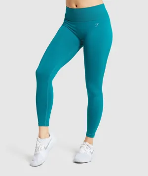 Gymshark Fit Mid Rise Leggings - Emerald/Aqua Green