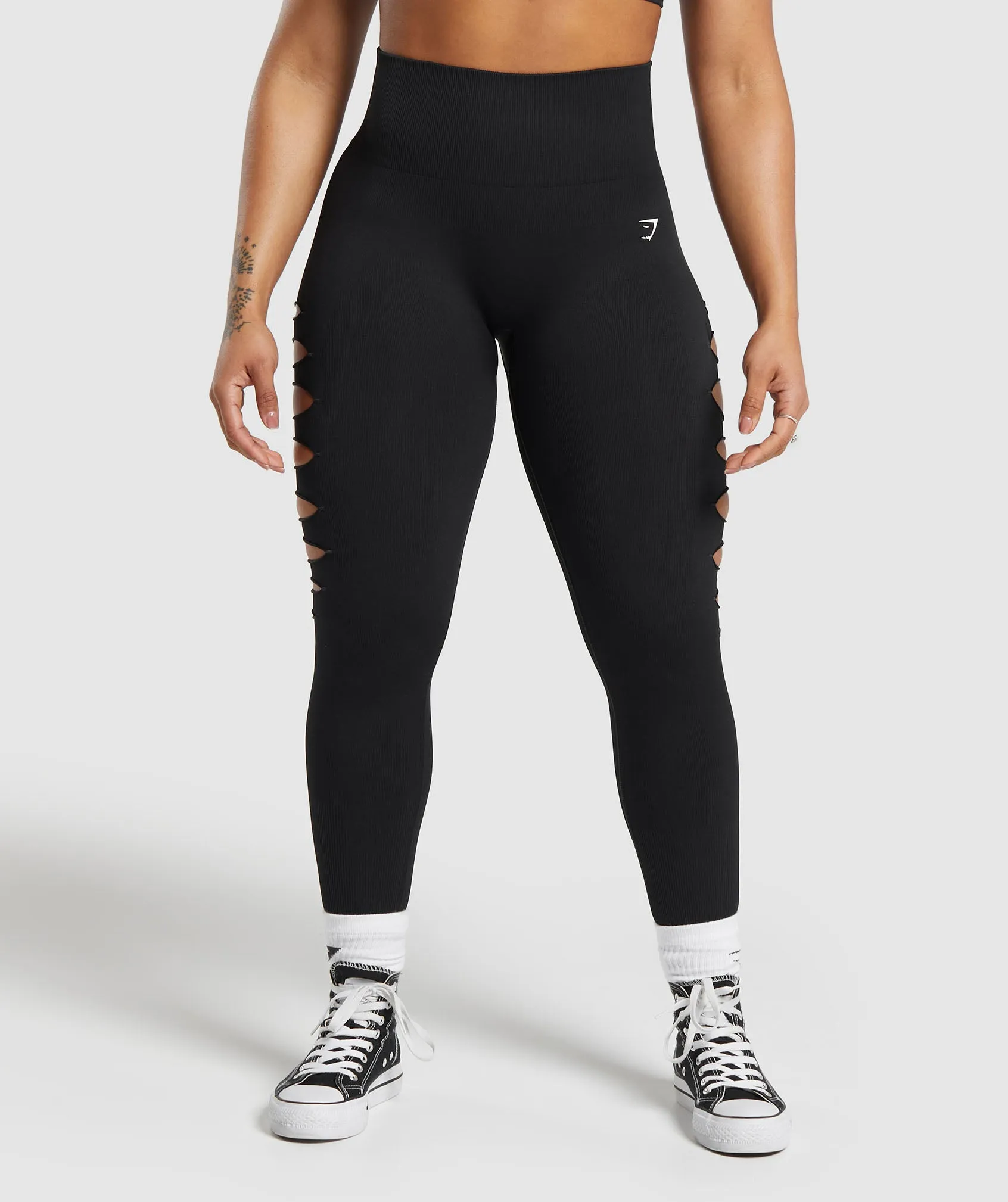 Gymshark Gains Seamless Ripped Leggings - Black