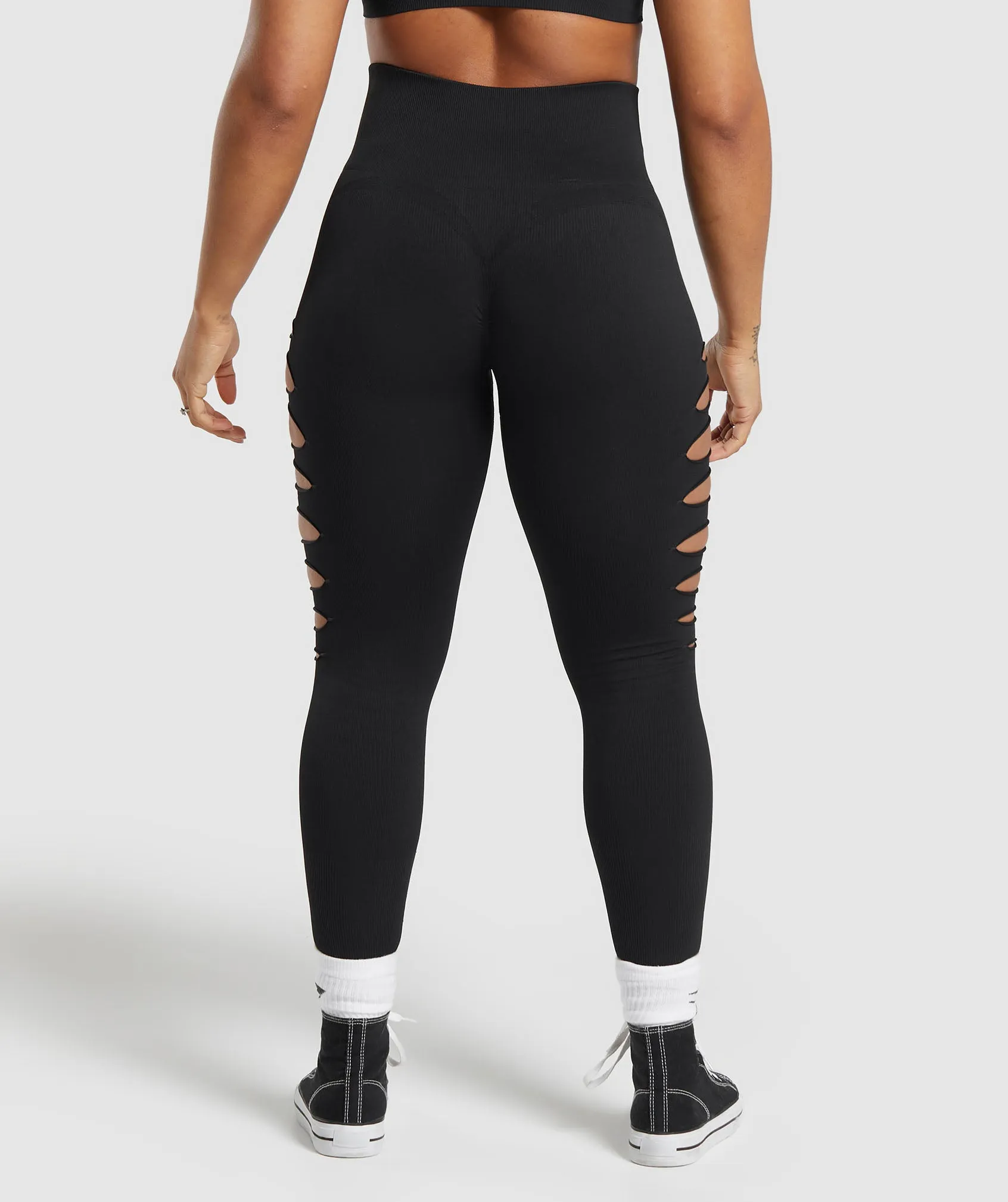 Gymshark Gains Seamless Ripped Leggings - Black