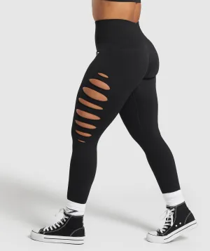 Gymshark Gains Seamless Ripped Leggings - Black