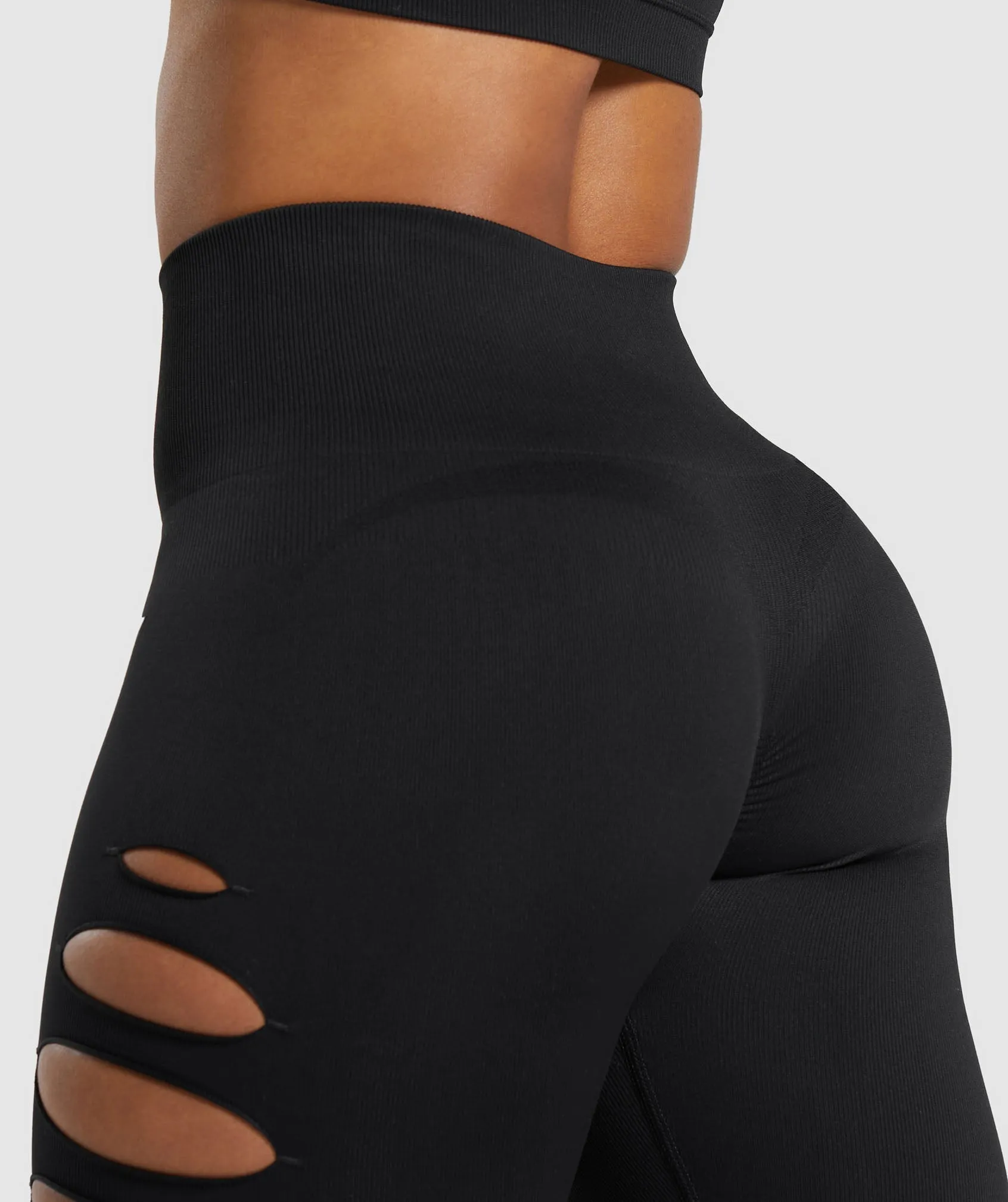 Gymshark Gains Seamless Ripped Leggings - Black