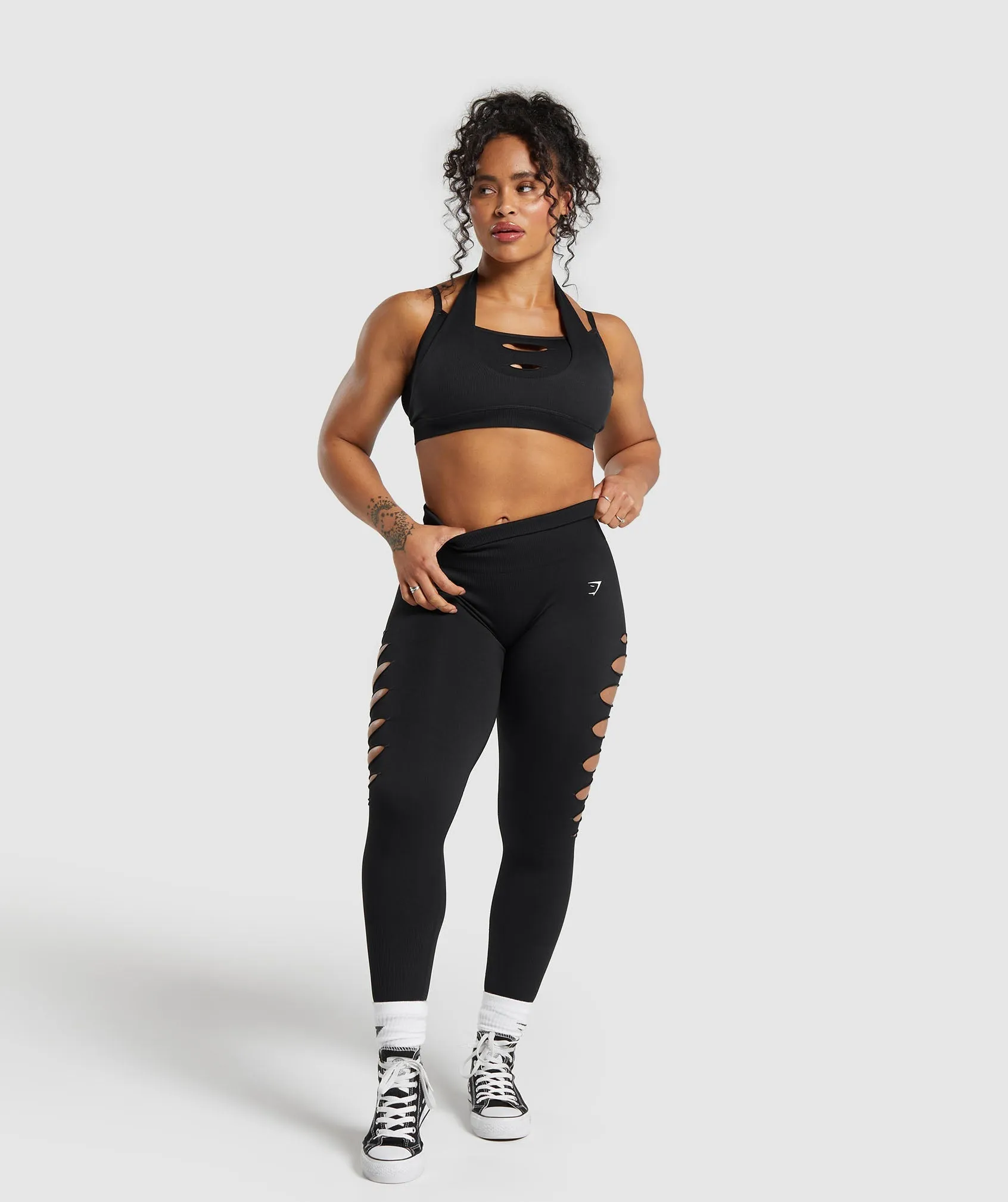 Gymshark Gains Seamless Ripped Leggings - Black