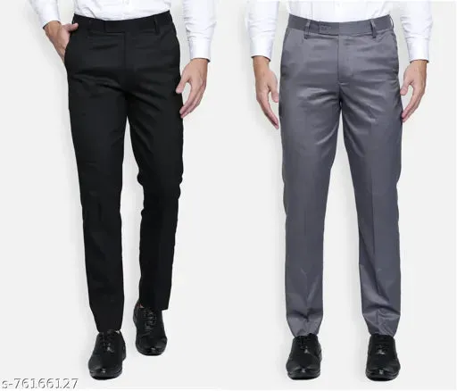 HAUL CHIC'S BLACK,DARK GREY FORMAL TROUSER