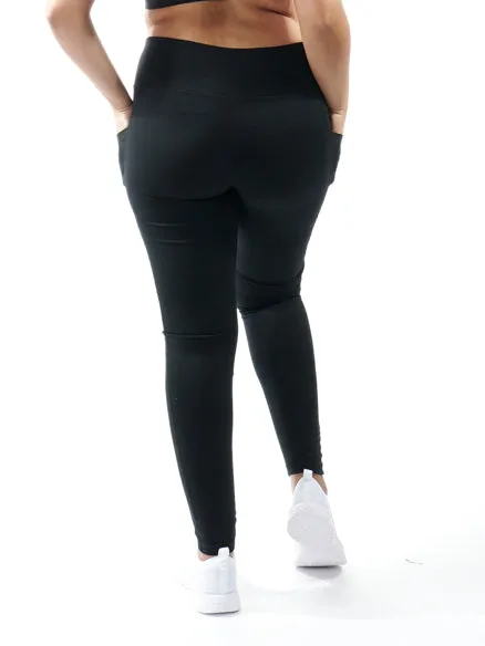 High waist tummy control black legging with 3 Pockets