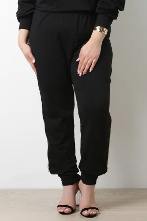 Jersey Side Zipper Trim Jogger Pants