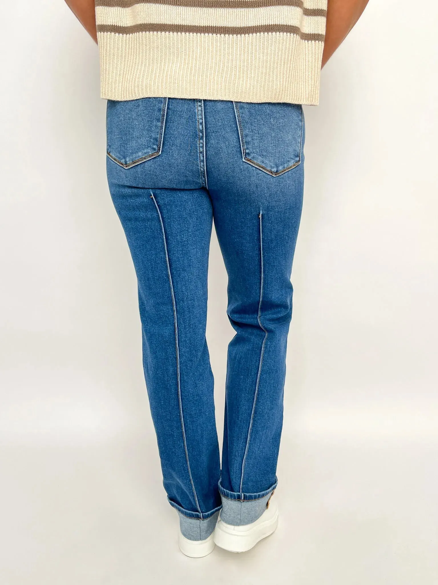 Judy Blue Front Seam Cuffed Straight Jeans