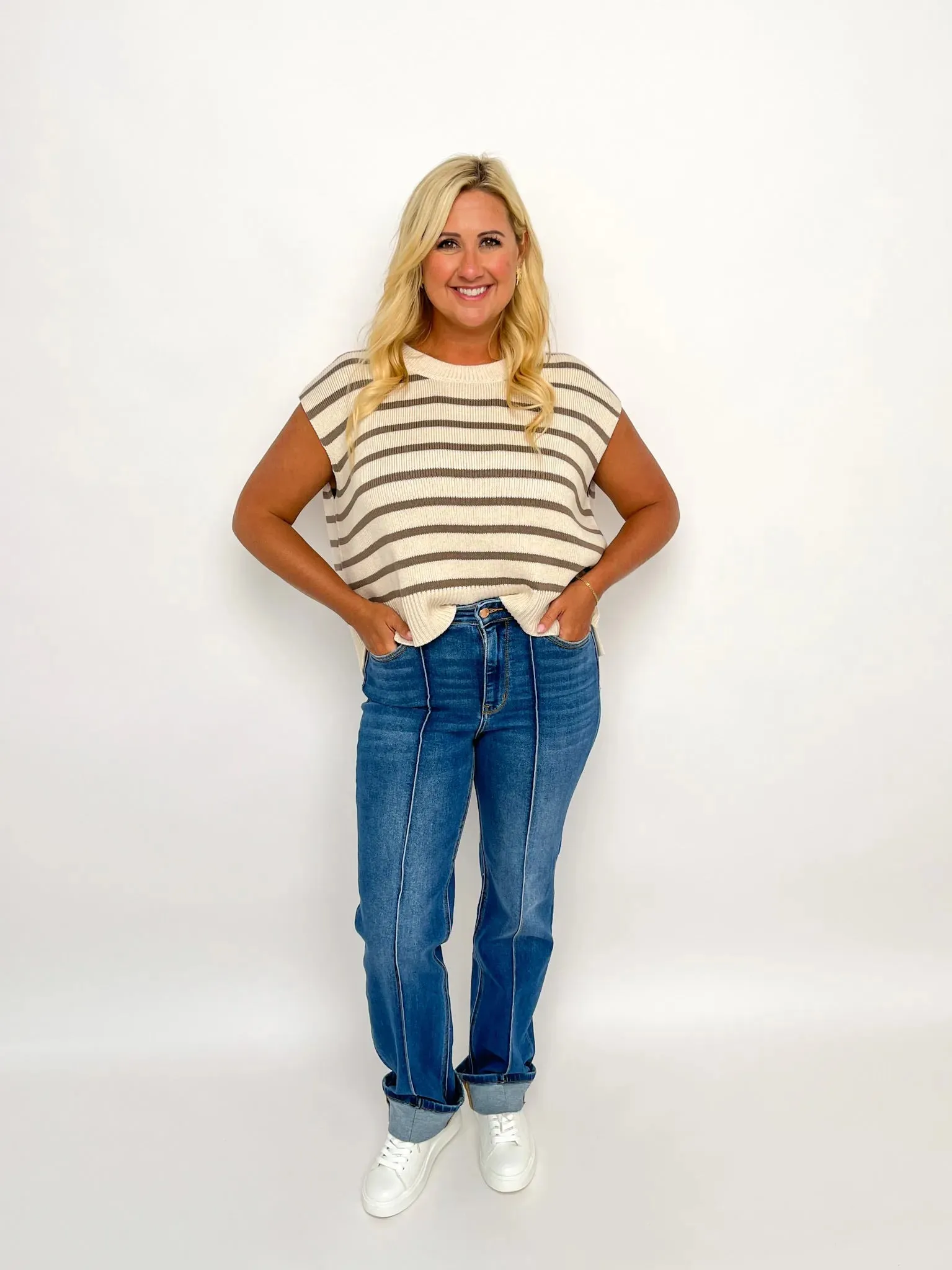 Judy Blue Front Seam Cuffed Straight Jeans