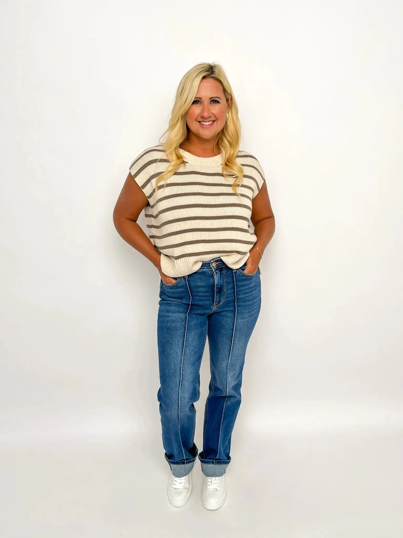 Judy Blue Front Seam Cuffed Straight Jeans