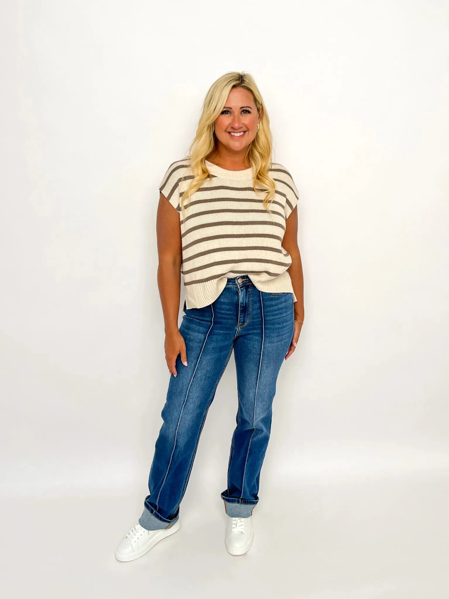 Judy Blue Front Seam Cuffed Straight Jeans