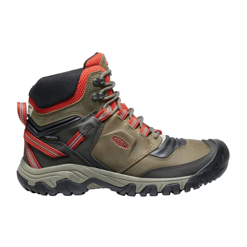 Keen Ridge Flex WP Mid Men's Walking Boots - Dark Olive/Ketchup