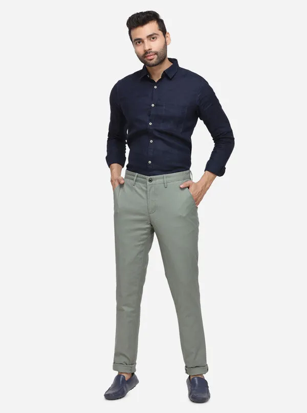 Light Green Checked Uno Fit Casual Trouser | JadeBlue