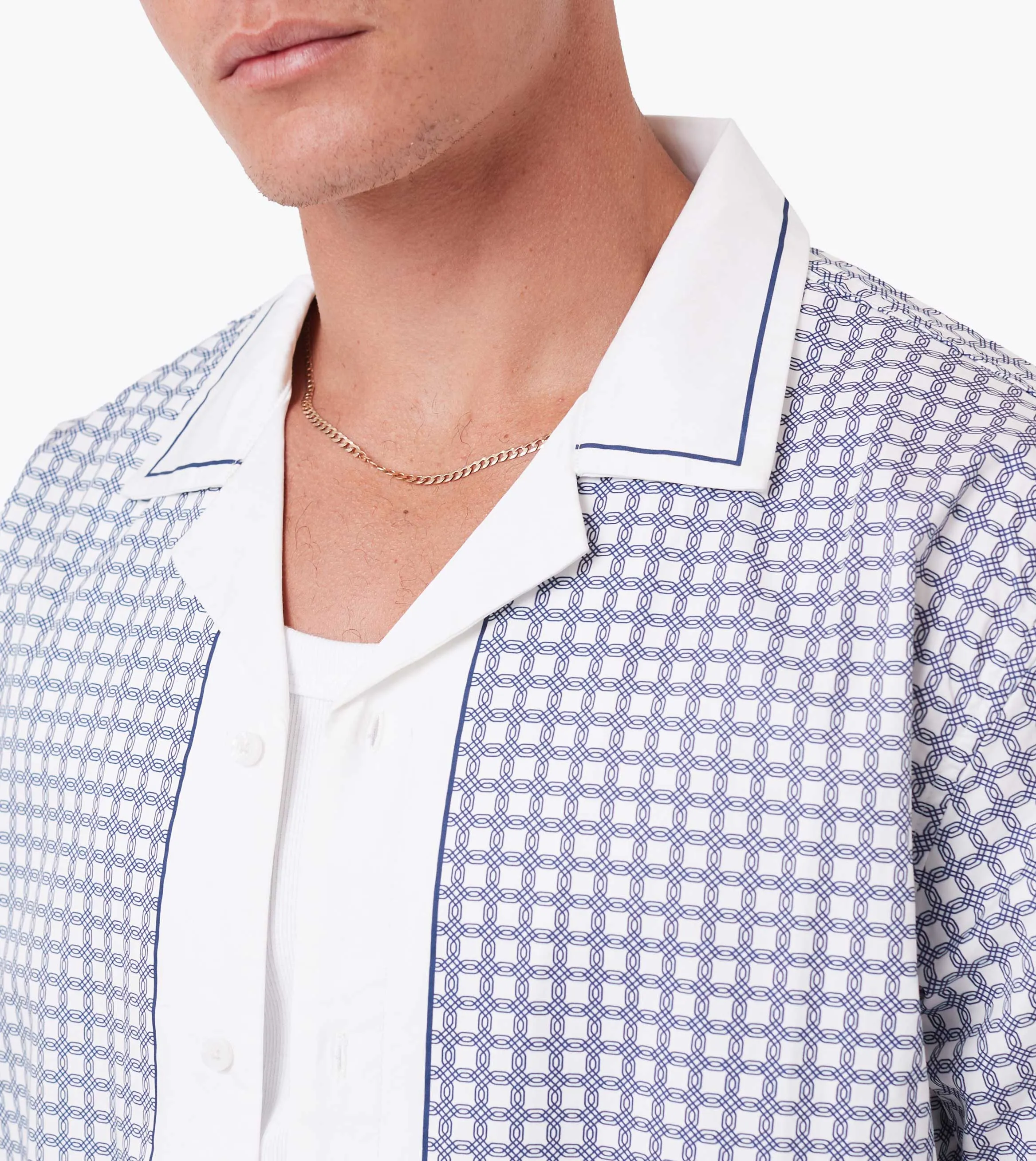 Link-Up SS Holiday Shirt Vintage White/Navy