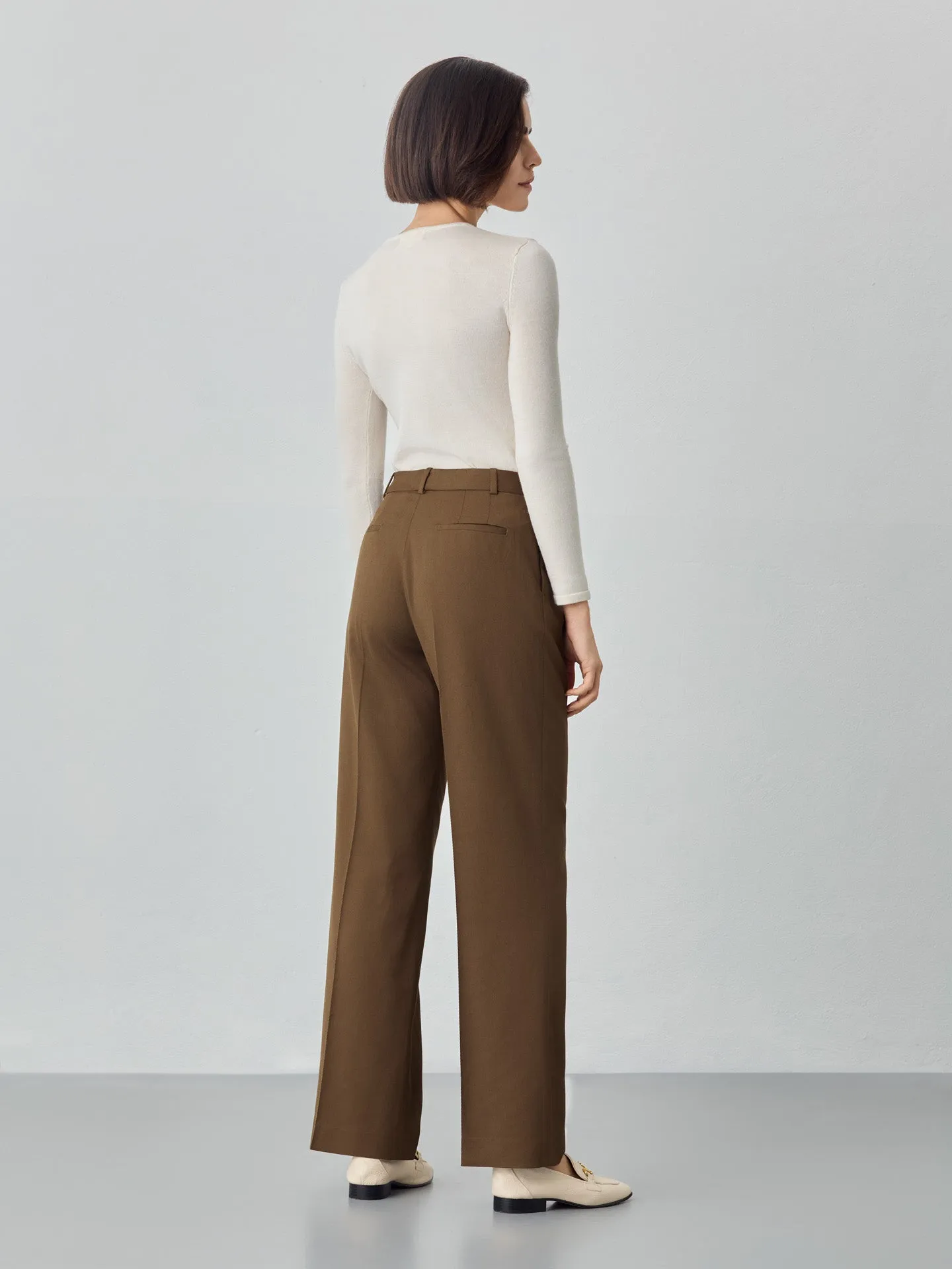 Loose Fit Trousers In Viscose Blend With Pleats