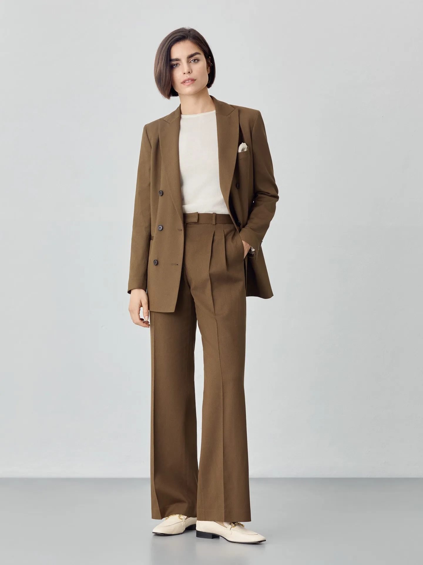 Loose Fit Trousers In Viscose Blend With Pleats