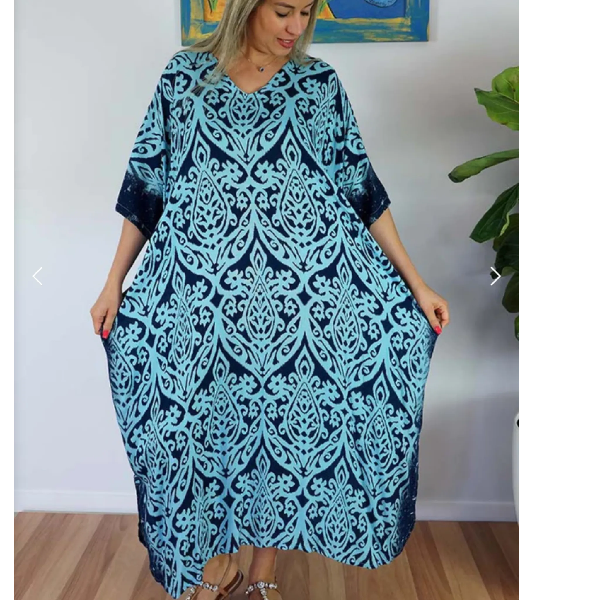 Maya Rayon Blue Kaftan - Stylish, Comfortable & Perfect for Summer