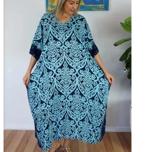 Maya Rayon Blue Kaftan - Stylish, Comfortable & Perfect for Summer