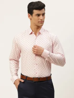 Mens Cotton Pink & Multi Printed Formal Shirt - Sojanya