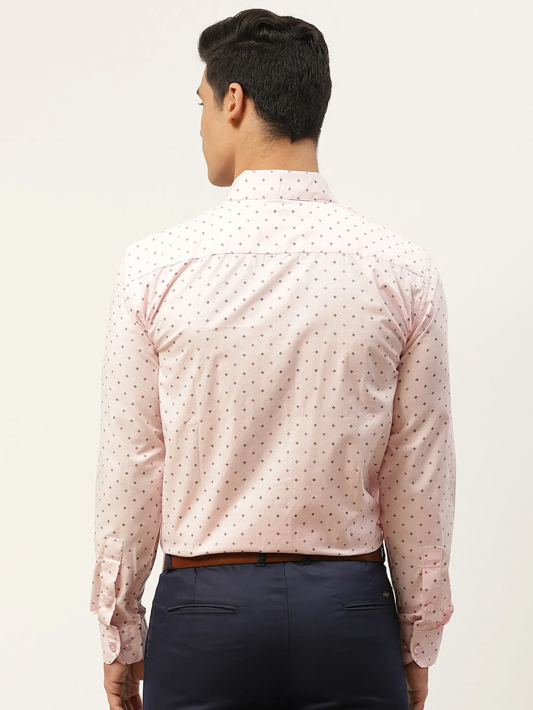 Mens Cotton Pink & Multi Printed Formal Shirt - Sojanya