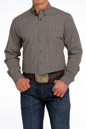 MEN'S MODERN FIT BUTTON-DOWN WESTERN SHIRT - BROWN